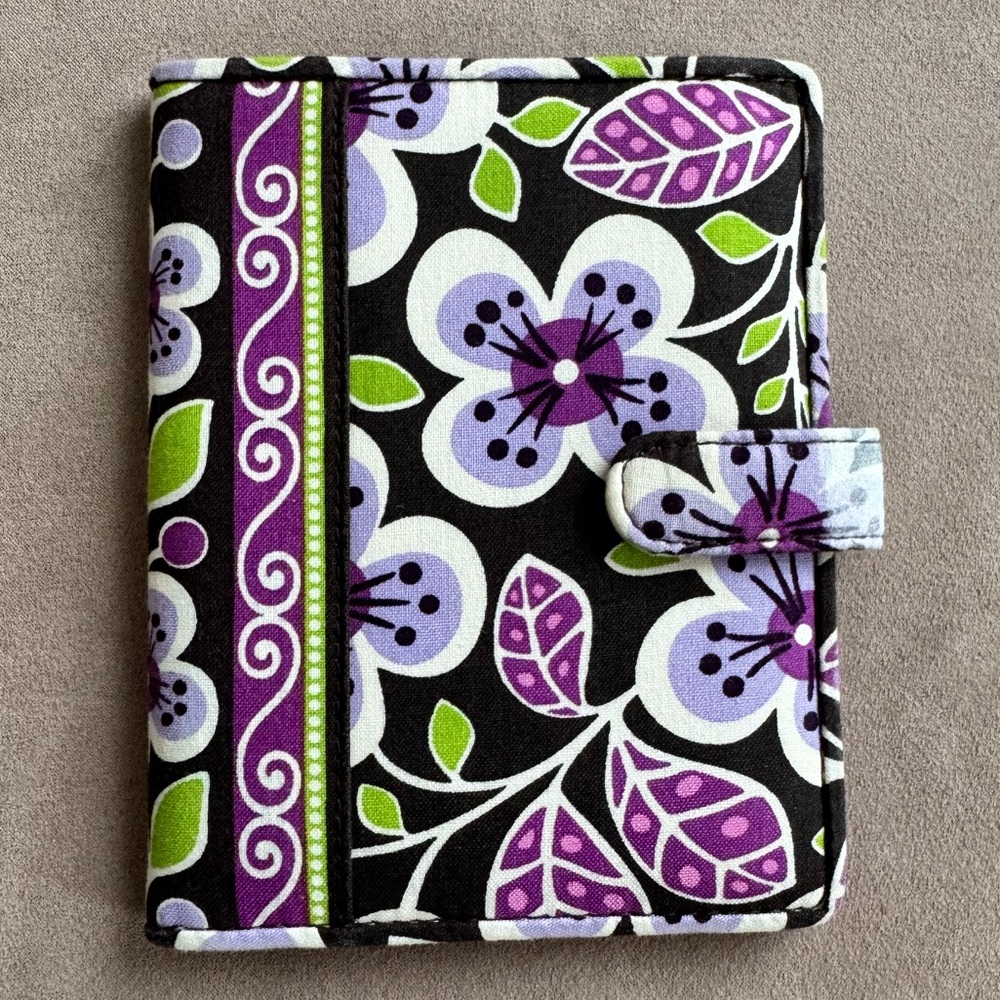 Vera Bradley Plum Petals passport carrier case travel wallet purple floral